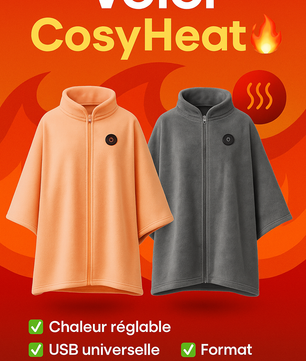 Couverture chauffante portable CosyHeat™ – se porte ou s’utilise, douce & lavable