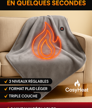 Couverture chauffante portable CosyHeat™ – se porte ou s’utilise, douce & lavable