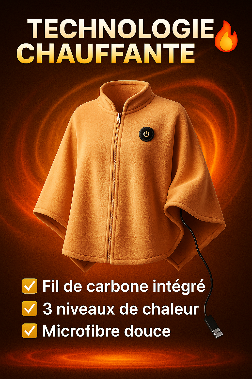 Couverture chauffante portable CosyHeat™ – se porte ou s’utilise, douce & lavable