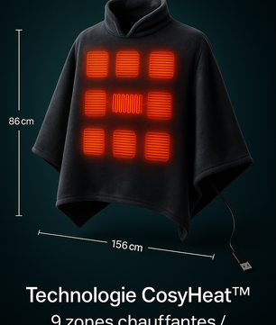 Couverture chauffante portable CosyHeat™ – se porte ou s’utilise, douce & lavable