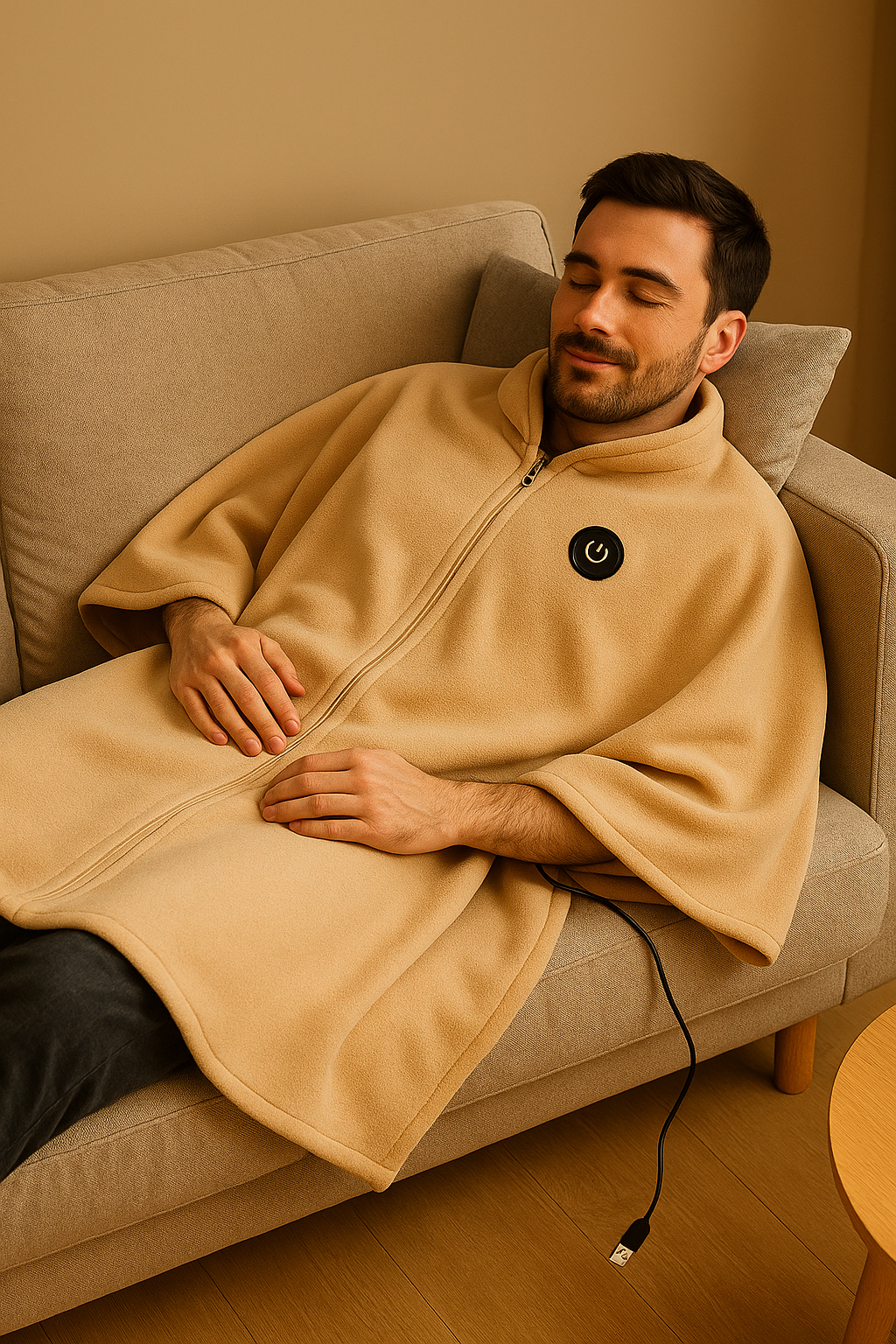 Couverture chauffante portable CosyHeat™ – se porte ou s’utilise, douce & lavable