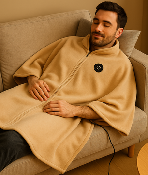 Couverture chauffante portable CosyHeat™ – se porte ou s’utilise, douce & lavable