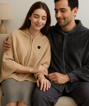 Couverture chauffante portable CosyHeat™ – se porte ou s’utilise, douce & lavable