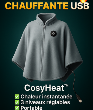 Couverture chauffante portable CosyHeat™ – se porte ou s’utilise, douce & lavable
